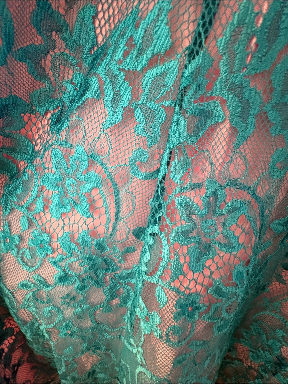 Vintage Betsey Johnson Teal Lace Midi Dress - Picture 5 of 8